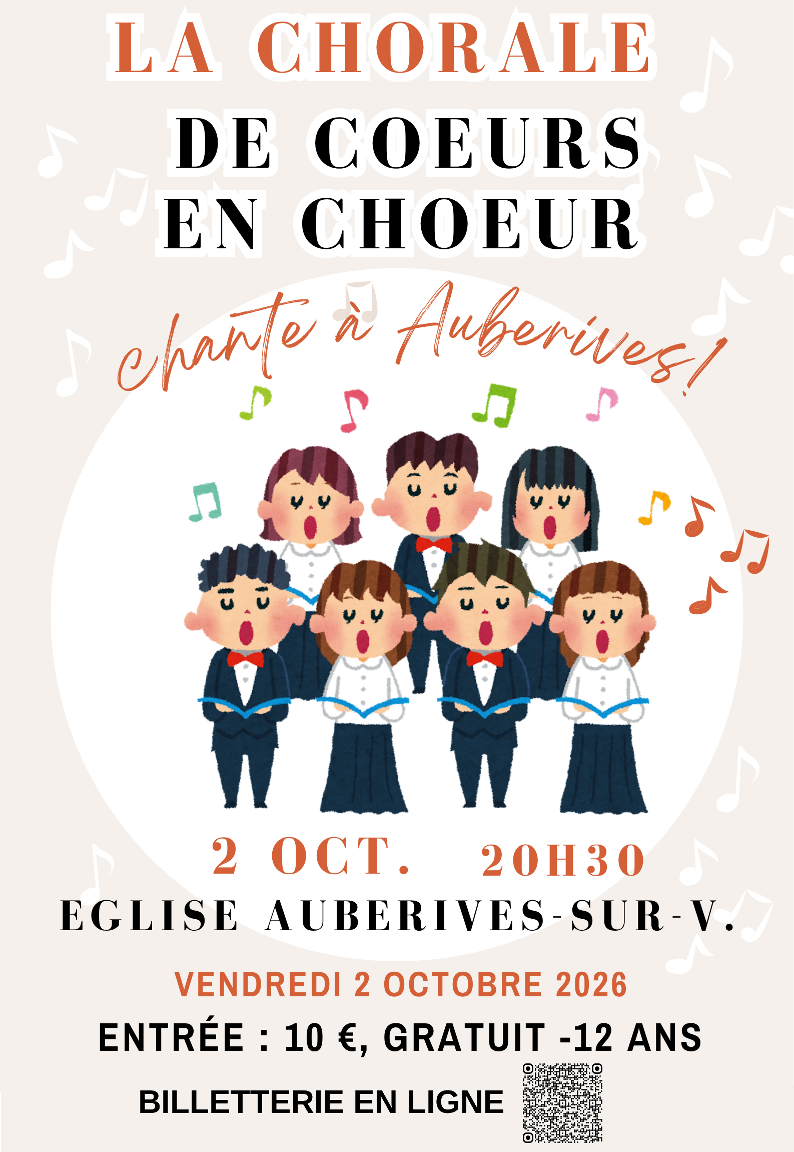 Affiche concert Auberives avec QR
